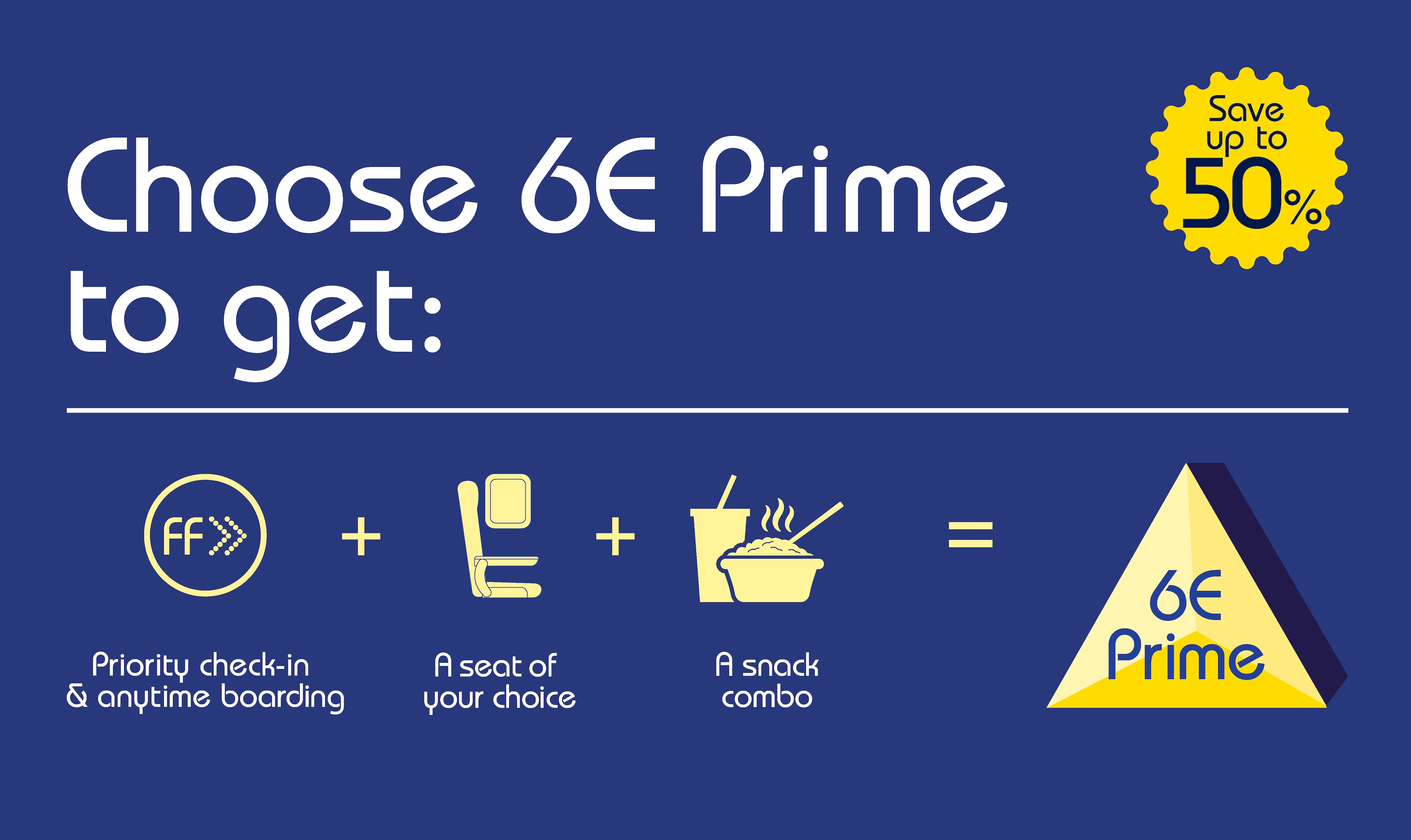 6E Prime: Seat, Snack Combo, Fast Forward Service - IndiGo