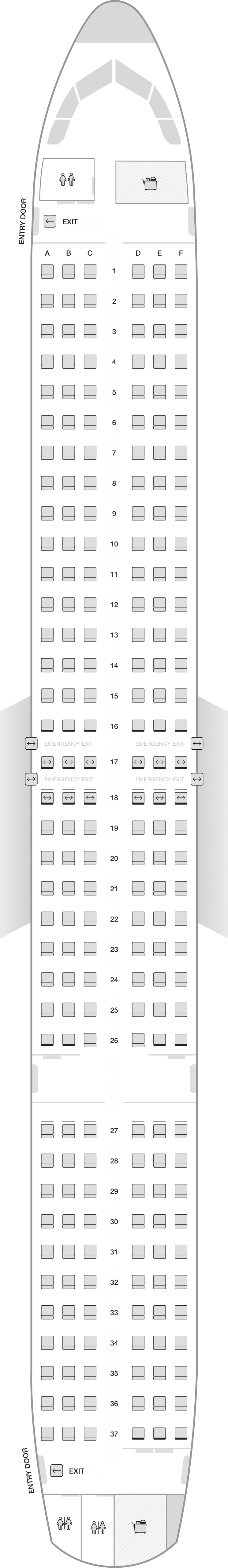 United Airbus A321 Seat Map