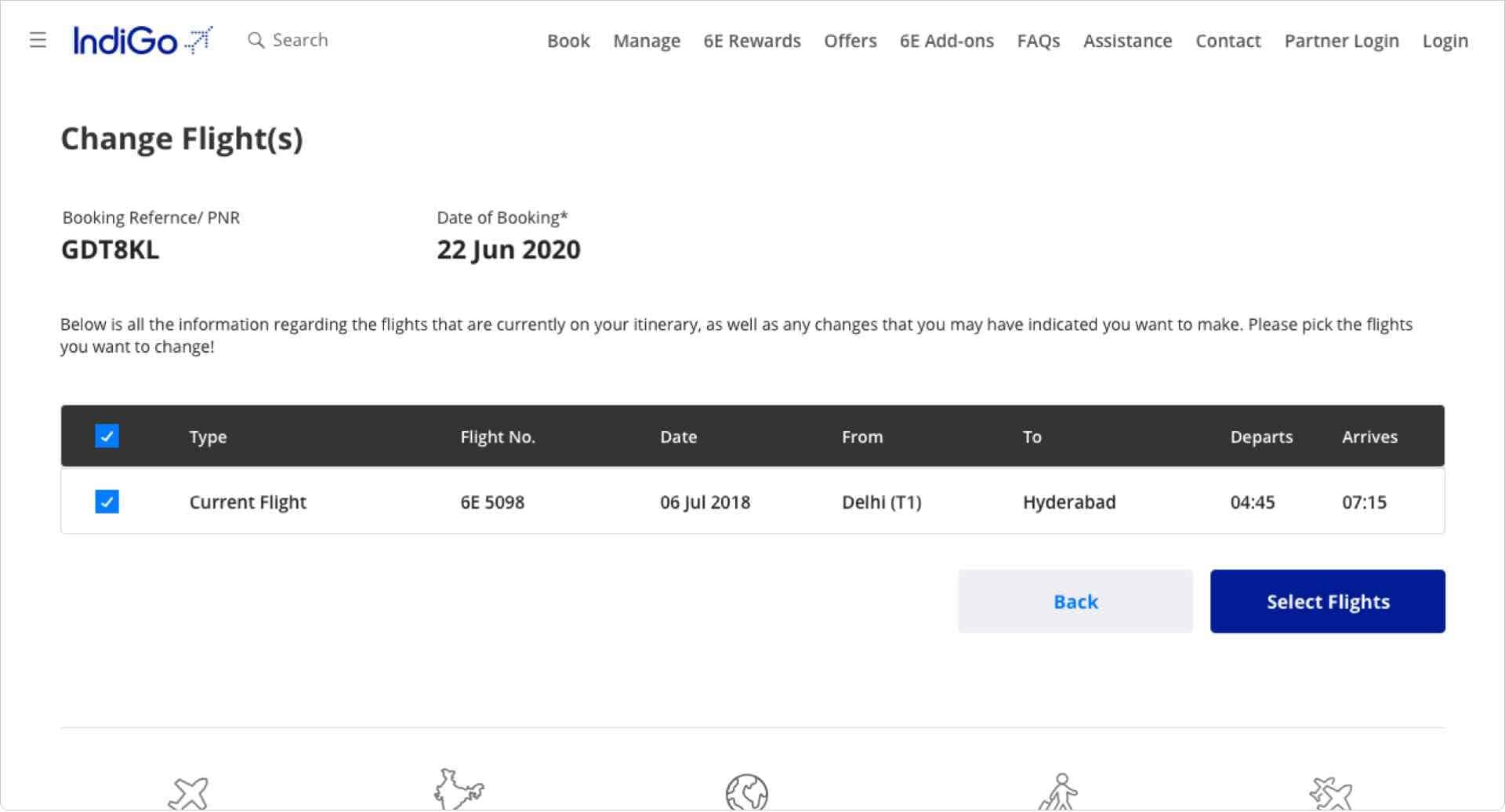 Change your flight in easy steps IndiGo