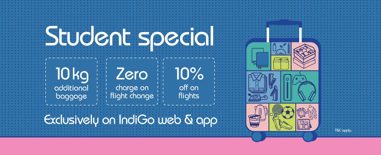 Indigo Student Special Offer - Extra 10% off on Flights