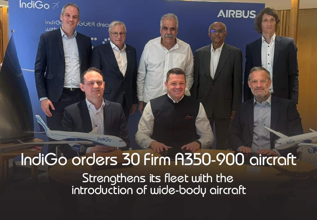 IndiGo enters the wide-body space with an order for 30 Firm Airbus A350-900 aircraft
