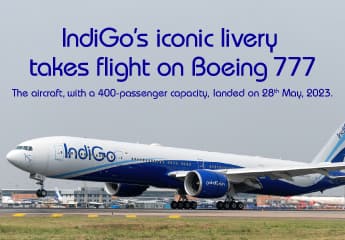 IndiGo's Ionic Livery Takes flight on Boeing 777 Aircraft on May 28, 2023